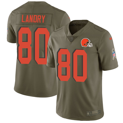 Nike Browns #80 Jarvis Landry Olive Youth Stitched NFL Limited Salute to Service Jersey